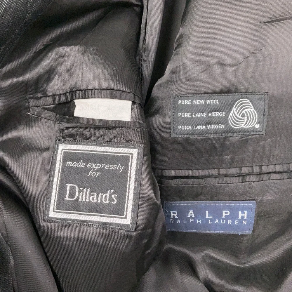 Ralph Lauren Suit Mens 46R Charcoal Pinstripe Corporate Ivy League 3-Button Wool